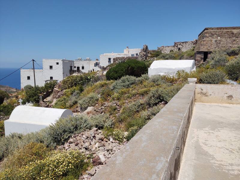 View over Plaka on Milos from Panagia Thalassitra.