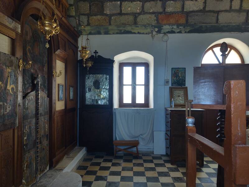 Interior of the Church of the Assumption of the Virgin in the Kastro above Plaka on Milos.
