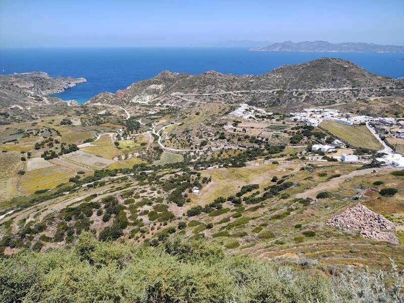 View to the northeast from the Kastro above Plaka on Milos.