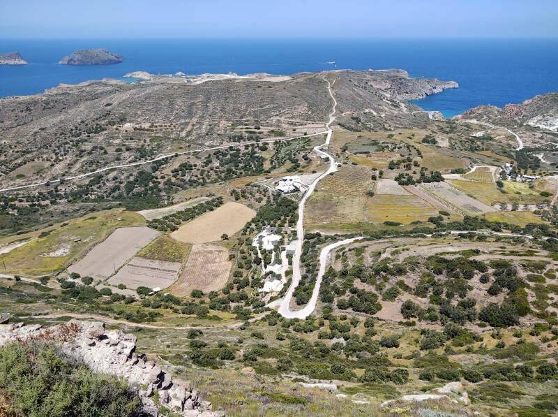 View to the north from the Kastro above Plaka on Milos.