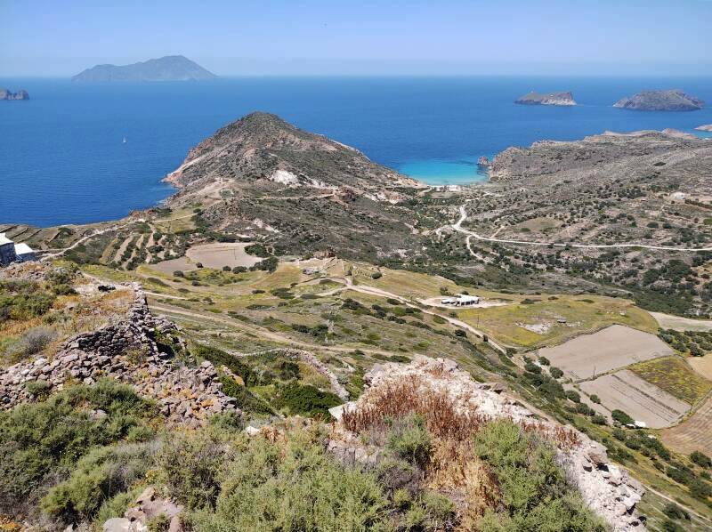 View to the northwest from the Kastro above Plaka on Milos.