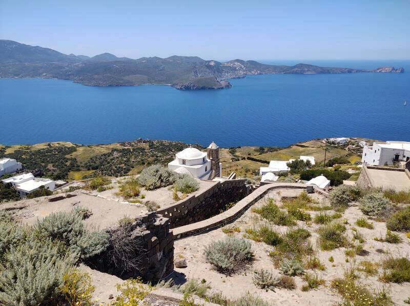 View to the west from the Kastro above Plaka on Milos.