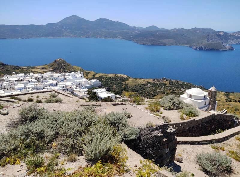 View to the southwest from the Kastro above Plaka on Milos.