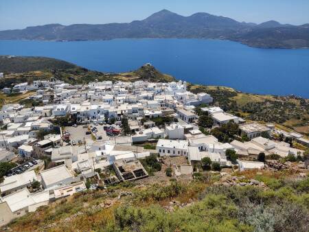 View from the kastro on the peak above Plaka on Milos.
