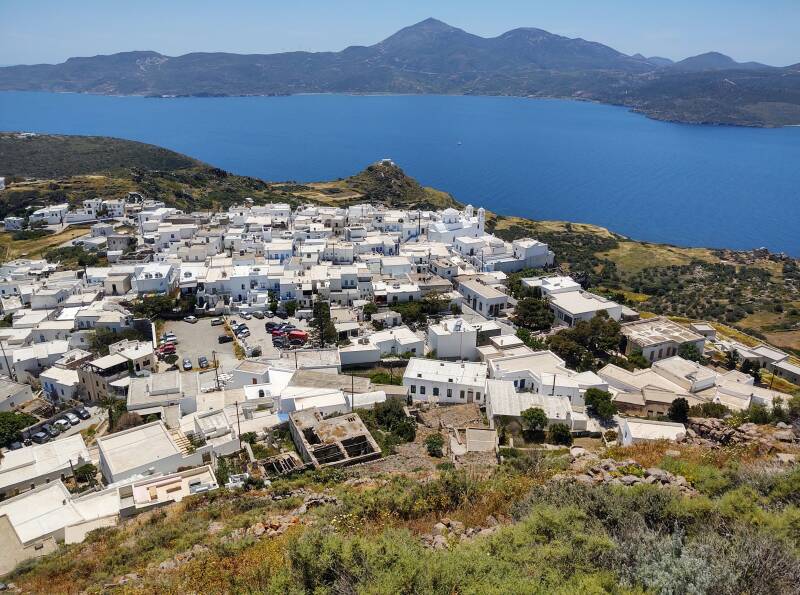 View to the southwest from the Kastro above Plaka on Milos.