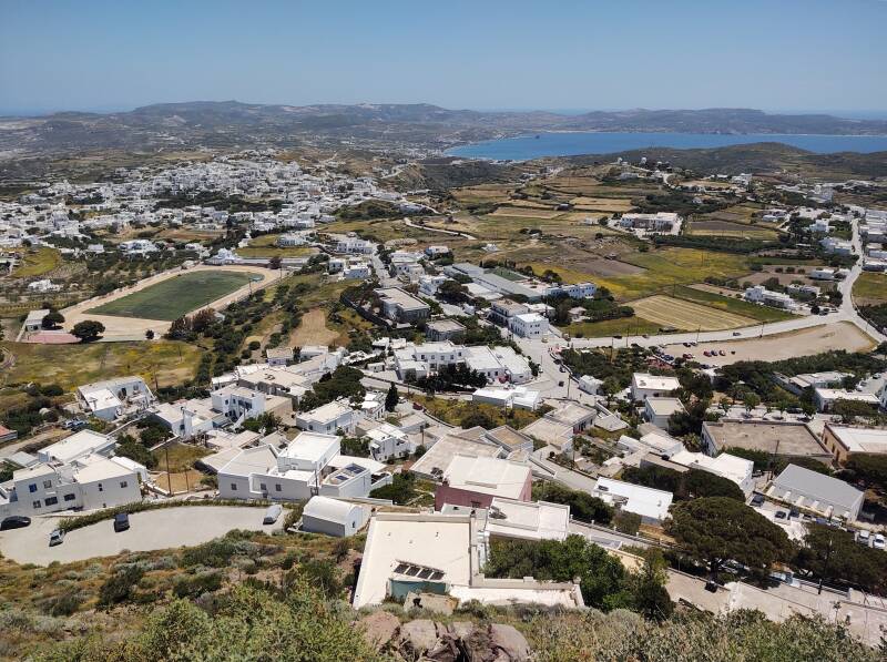 View to the southeast from the Kastro above Plaka on Milos.