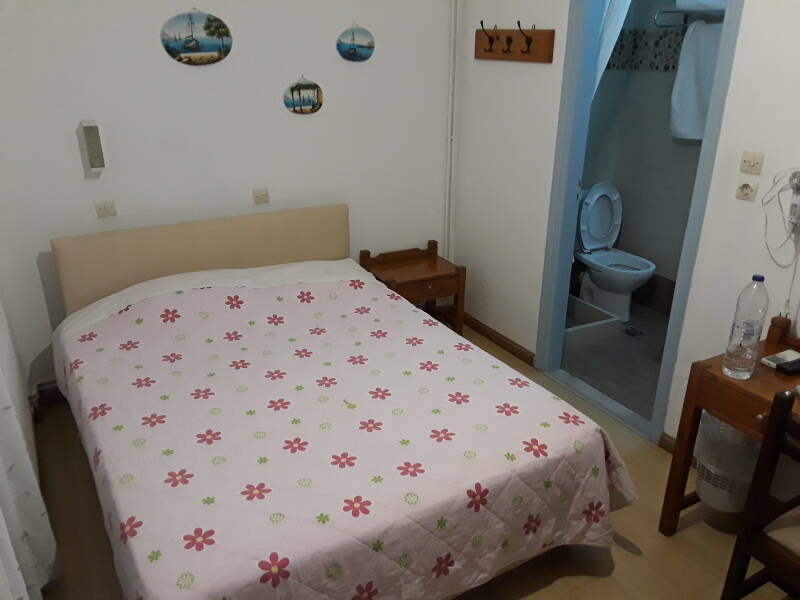 My room at the Villa Zacharo guesthouse in Skala, Patmos.