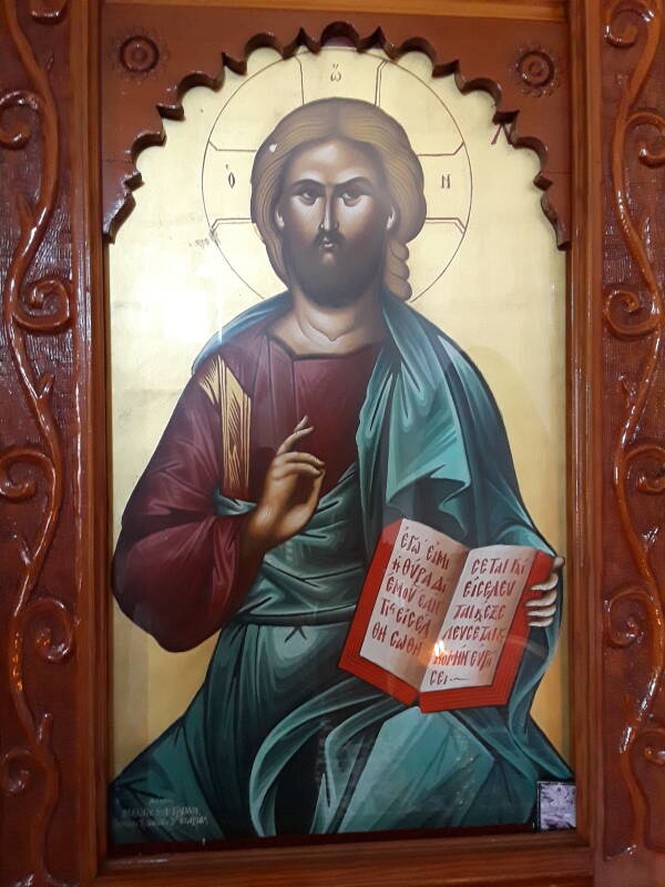 Kristos Pantokrator icon in the small church below the monastery.