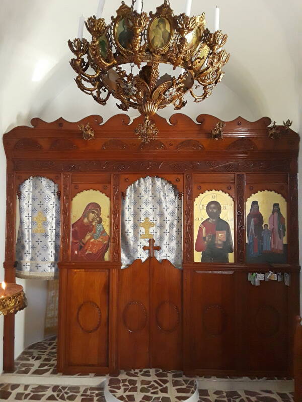Iconostasis in the small church below the monastery.