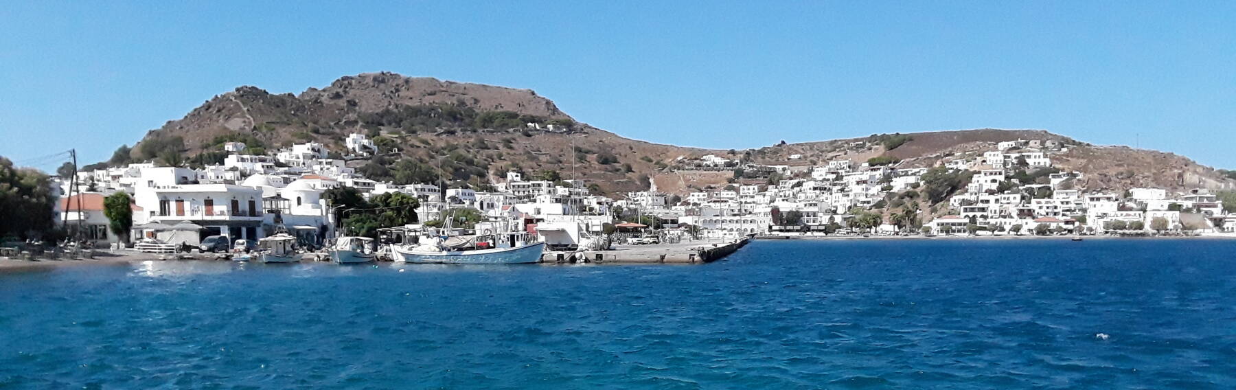 Patmos harbor and the port town of Skala.