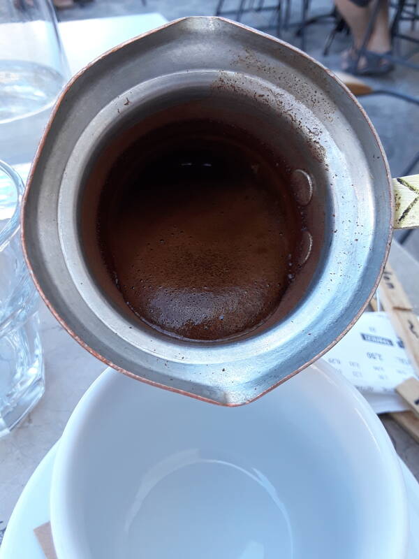 Greek coffee in the central square in Skala on Patmos.