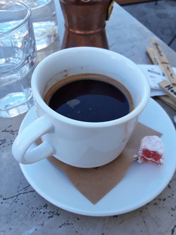 Greek coffee in the central square in Skala on Patmos.