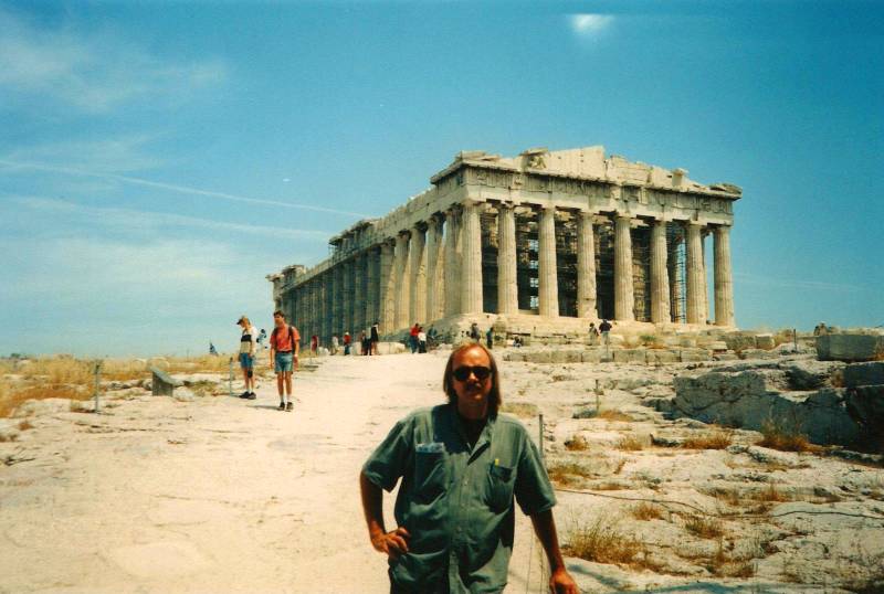 The Parthenon, overlooking Athens, Greece.