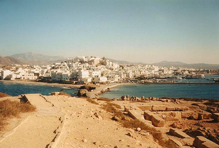 Naxos town from across the harbor.