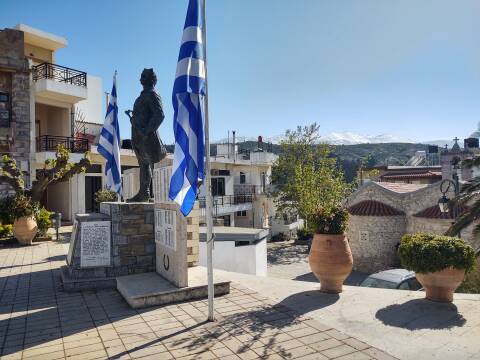 Memorial to Crete's civilians massacred by Germans during World War II, and the andartes or Greek Resistance.