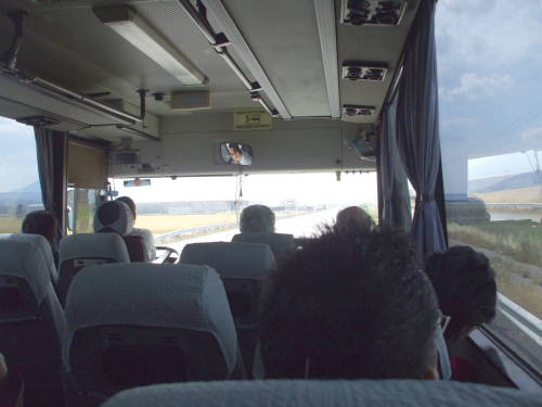 On board a Greek bus from Athens to Delphi.