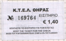 Bus ticket from Santorini, between Fira and Oia.