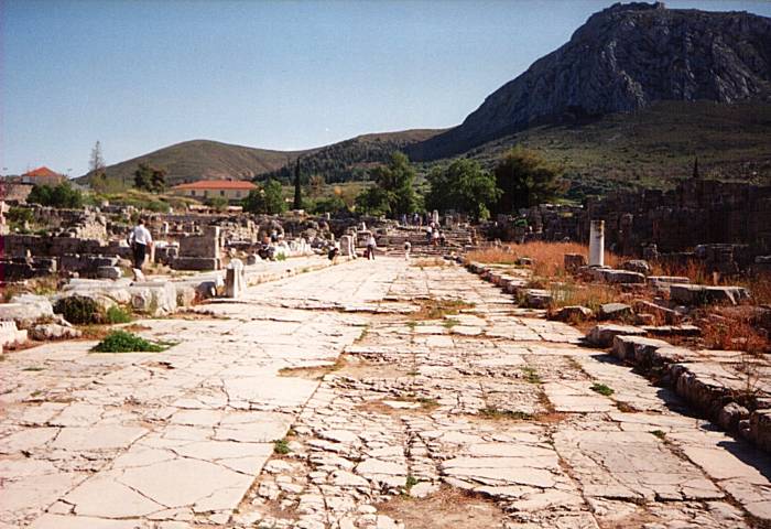 Akrokorinthos rises above Corinth.