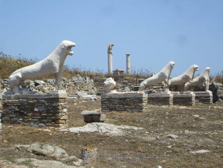 The Terrace of the Lions at the Temple of Apollo on the sacred island of Delos.