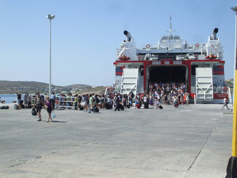 High-speed ferry at the port on Paros.