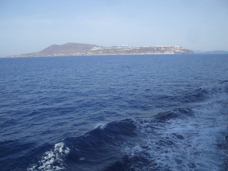 View of Santorini on board the F/B Artemis from Ios.