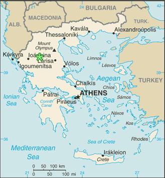 U.S. Government map of Greece.