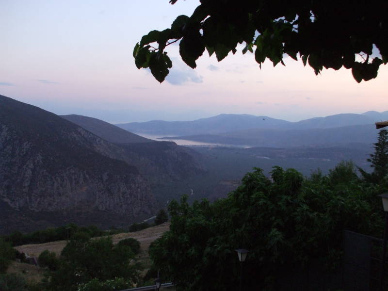Evening falls at Delphi.
