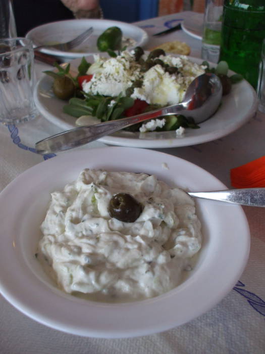 Local soft goat cheese on the Greek island of Ios.