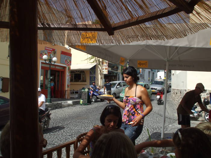 The Corner Crepes cafe on the Greek island of Santorini.