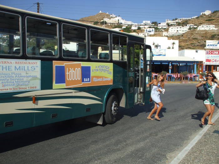 Bus between Ormos and Hora on Ios island.