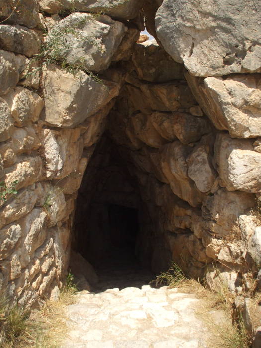 Entry to the underground cistern at the ancient site of Mycenae.