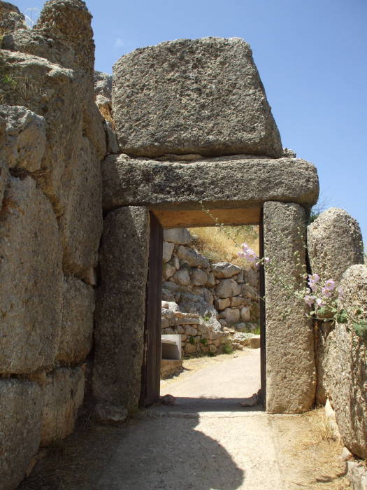North (Postern) Gate at the entry to the ancient site of Mycenae.