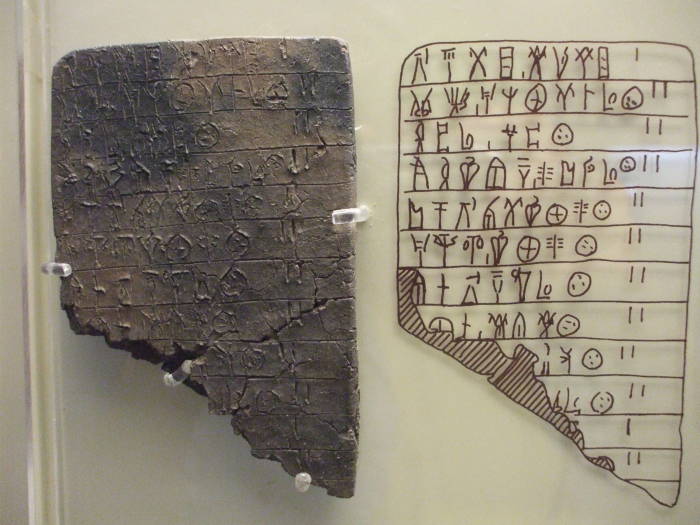 Mycenaean Linear B tablet.