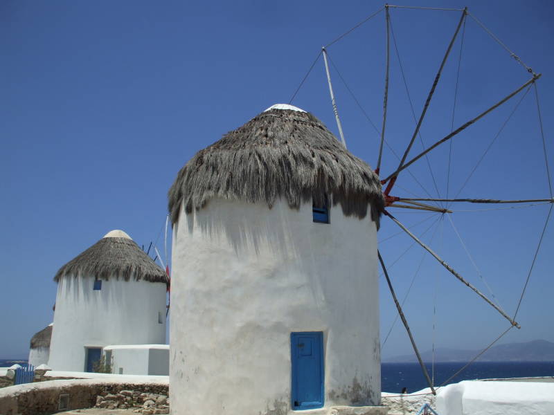 The windmills above Alefkandra, on the west side of Hora, on Mykonos.