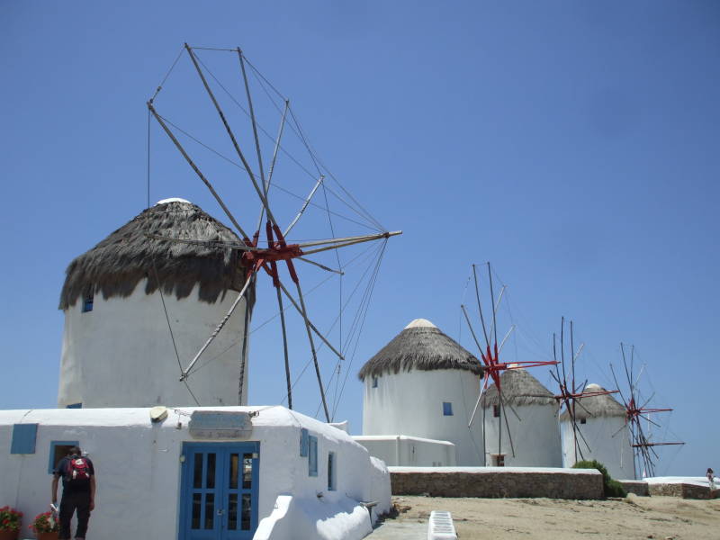 The windmills above Alefkandra, on the west side of Hora, on Mykonos.
