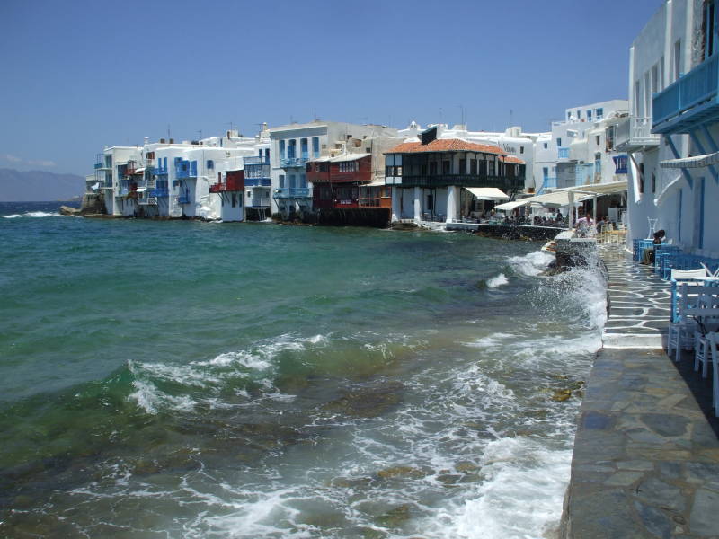 Little Venice, on the west side of Hora, on Mykonos.