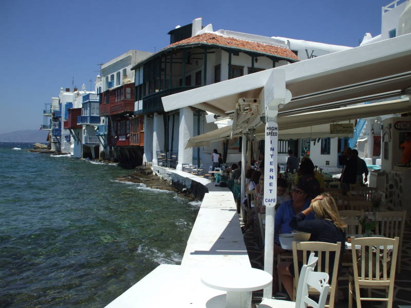 Little Venice, on the west side of Hora, on Mykonos.