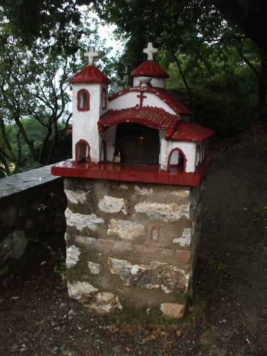 Greek Orthodox shrine at Moni Agiou Nikolaou Anapafsa, at Meteora.