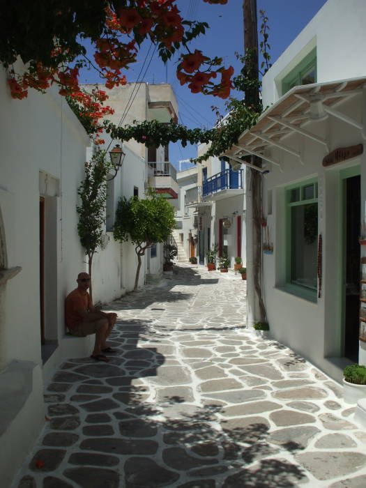 Back street in Parikia, capital of the Greek island of Paros.