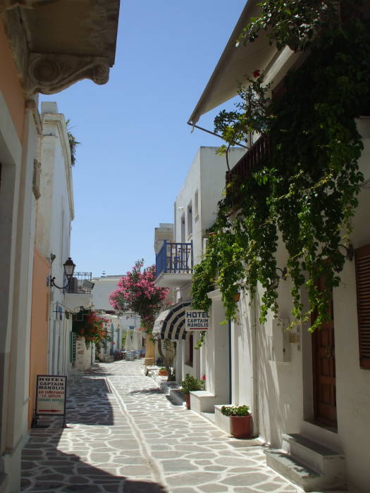 Back street in Parikia, capitol of the Greek island of Paros.
