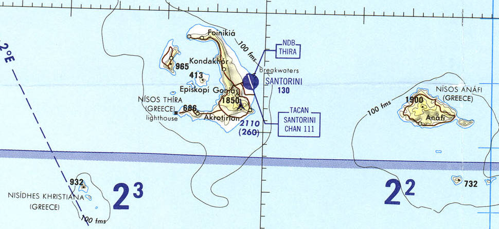 Aeronautical chart of Santorini.