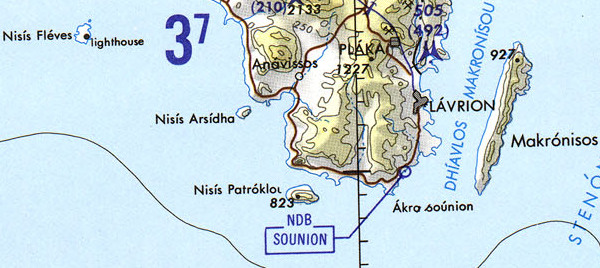 Map of Cape Sounion, near Athens.