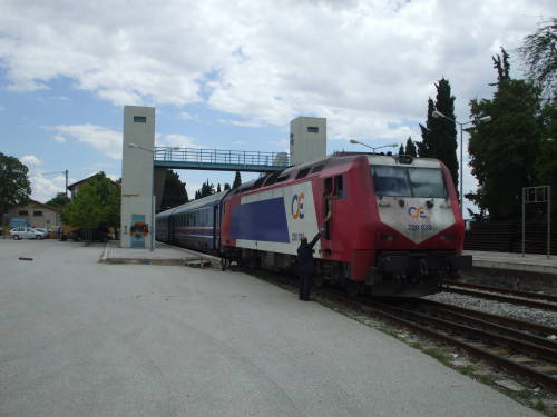 Greek train, OSE railway, at Kalambaka.