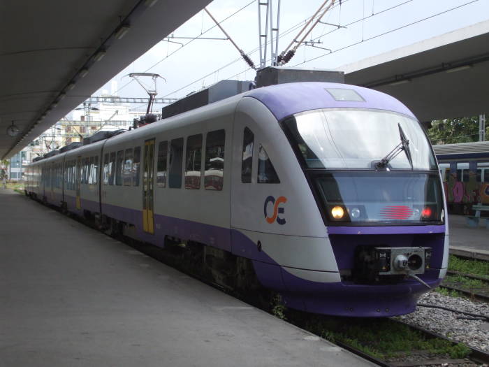Modern short-range passenger train at the Thessaloniki station.