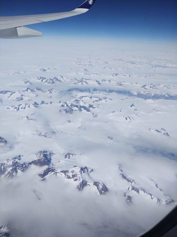 Flying across southern Greenland from north of Prince Christian Sound to just south of Qaqortoq, on board AF 136 2022-05-19.