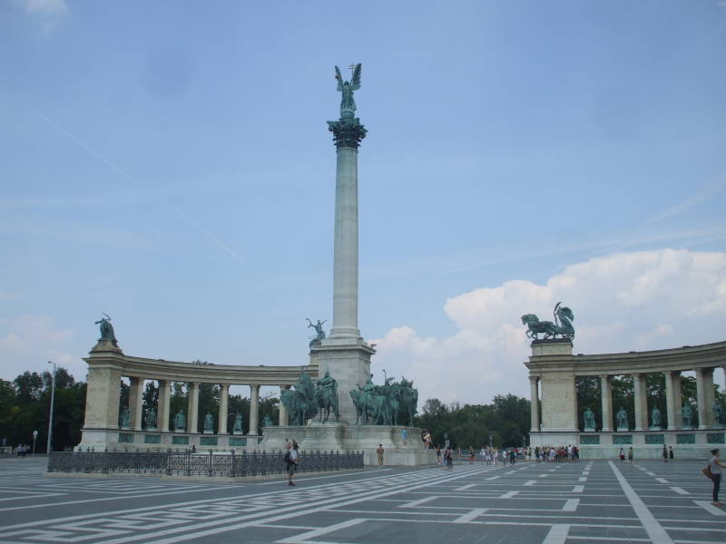 Millenary Monument on Heroes' Square at the end of Andrássy út in Budapest.