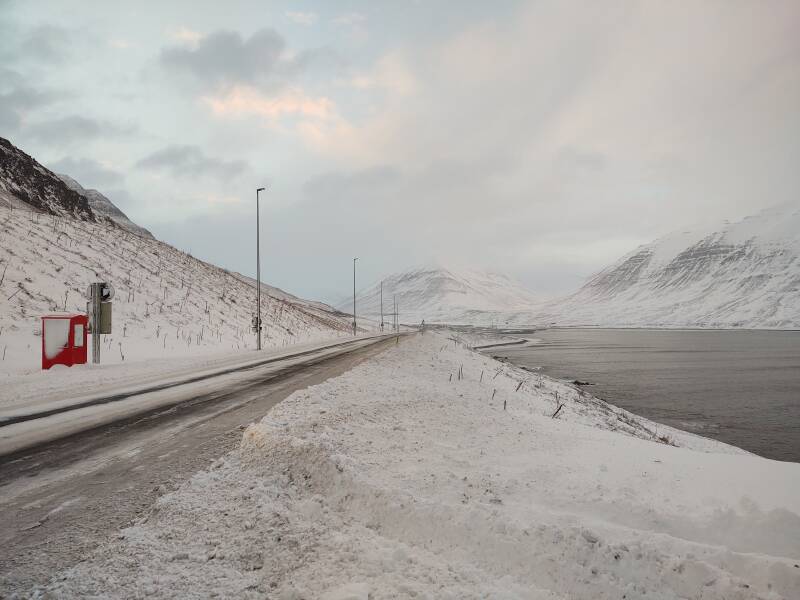 The town of Ólafsfjörður at the head of the fjord by the same name.