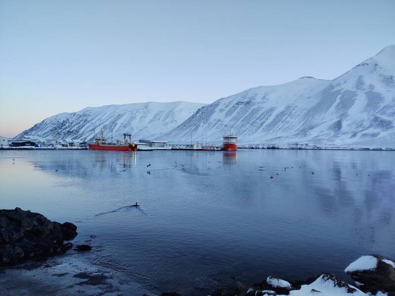 Mountains overlooking the port in Siglufjörður.