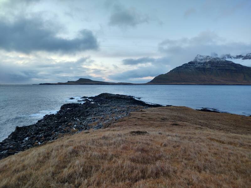View south from Landaviti lighthouse east of Stöðvarfjörður town.