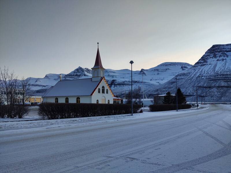 Reyðarfjörður town.
